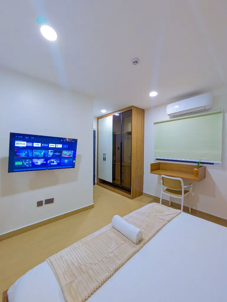 Room 206 Wardrobe and TV view.webp